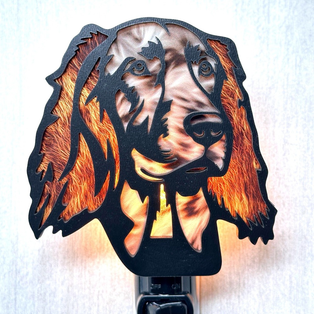 Irish‎ Setter Dog Night Light Wood Cut Layered Decorative Plug In Wall Lamp